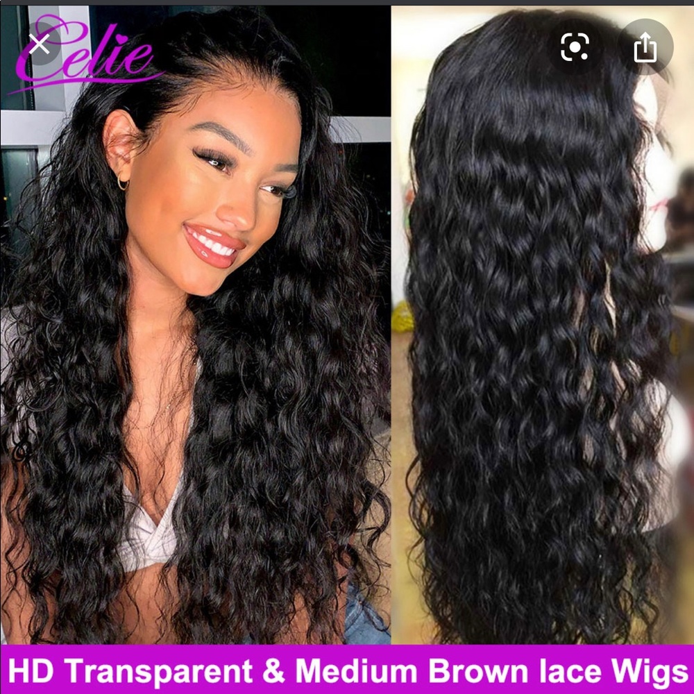 Transparent lace wig 18 inch human hair